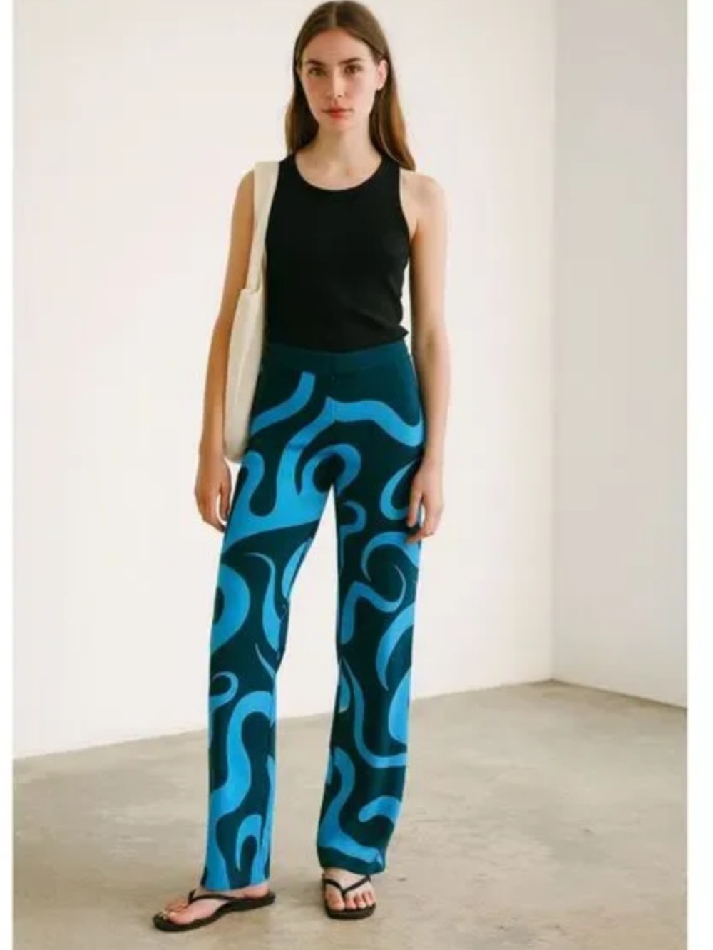 Paloma Wool Made in Spain Green Blue Pattern Pants Trousers Women's Size Small